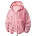 thumbnail image 2 of Zivyakyron Long Sleeve Men Rain Jacket Zip up Outdoor Lightweight Windbreaker Loose Plain Hooded SPF Jacket Pink M, 2 of 5