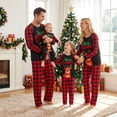 thumbnail image 4 of Christmas Family Matching Pajamas Set, Letters Elk Print T-shirt with Plaid Pants, 4 of 7