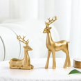 thumbnail image 4 of Decoración de estatuas de ciervos, 2 piezas, figuras de renos, regalos navideños para estanterías, mesitas de noche, escritorio, colección de arte Fernando Escultura de ciervo, 4 of 8