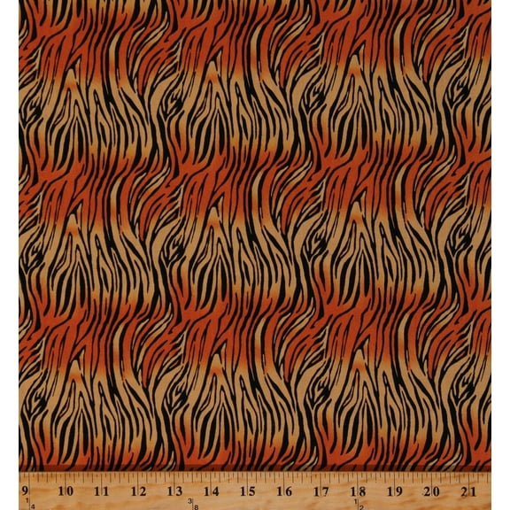 Cotton Patterned Tiger Skin Animals Cats Stripes Animal Kingdom Orange Cotton Fabric Print by the Yard (C697ORANGE)