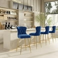thumbnail image 6 of Bar Stools Set of 2, Velvet Counter Height Bar Stools with Metal Legs, Button Tufted and Nailheads Trim, Wing-Back Bar Chairs for Kitchen Island Dining Room Pub, 6 of 7