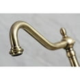 thumbnail image 4 of Kingston Brass KS1243PKL Duchess Wall Mount Bridge Kitchen Faucet, Antique Brass, 4 of 5