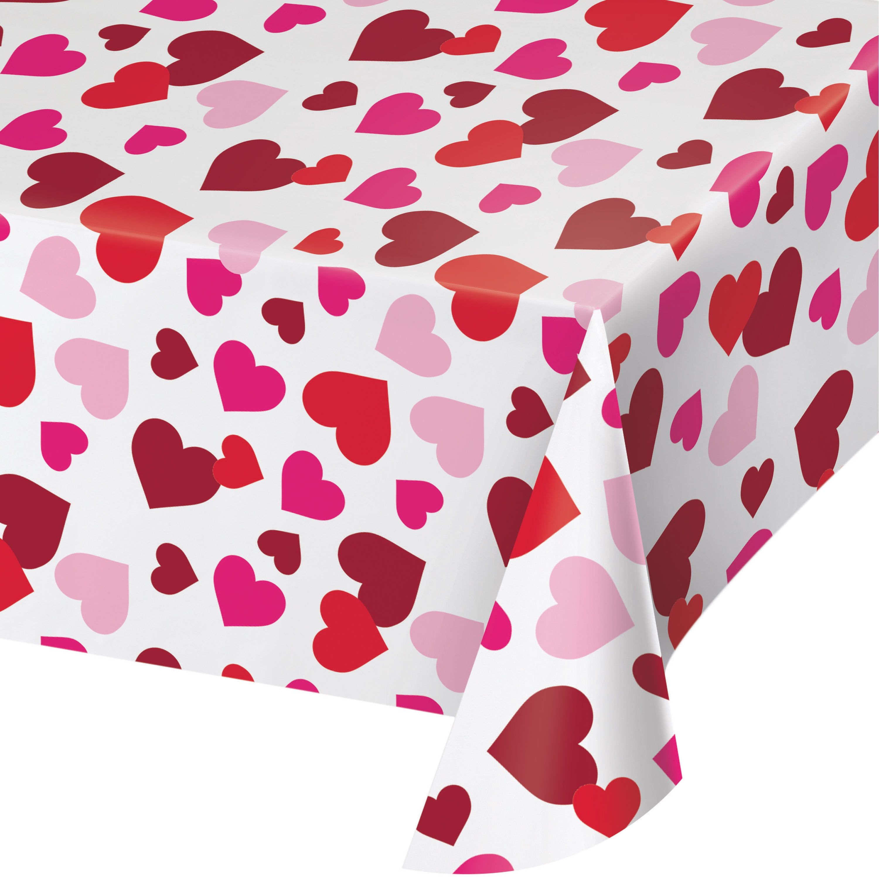 1 VALENTINE'S DAY Party Decoration Plastic TABLE COVER HEARTS Heart 54"x108" 