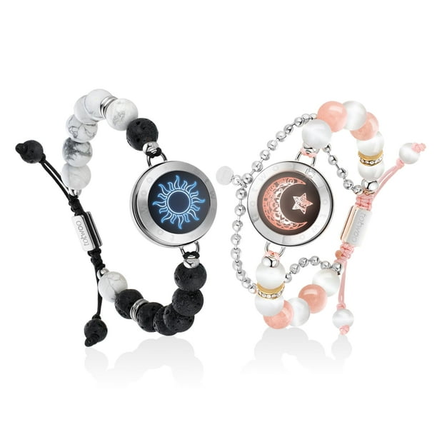 Pulseras TOTWOO Long Distance Touch para parejas con piedras preciosas