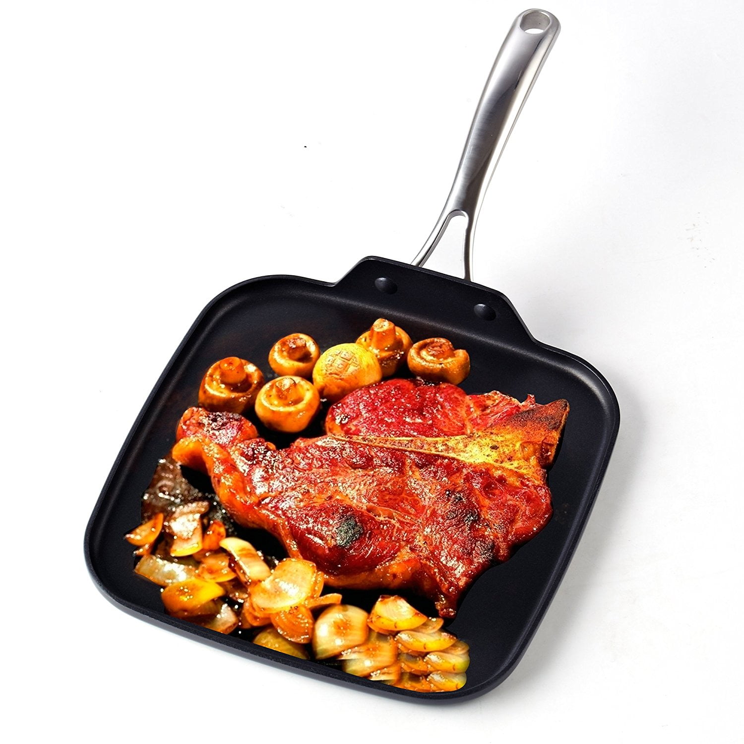 Cooks Standard Hard Anodized Nonstick Square Griddle Pan Black 11 x 11-Inch