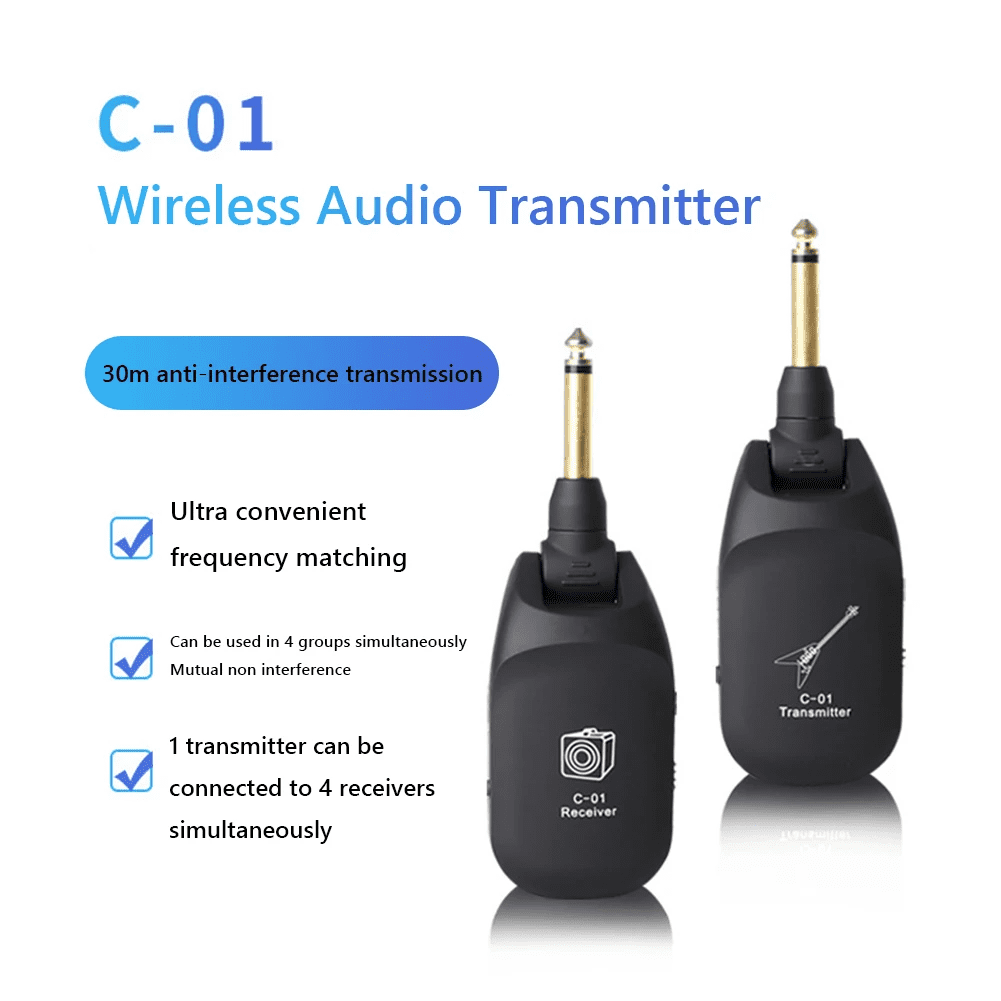 RIWPKFH C01 Wireless System Audio Transmitter Receiver Pickup USB Rechargeable Wireless System for Electric Guitar Bass Violin