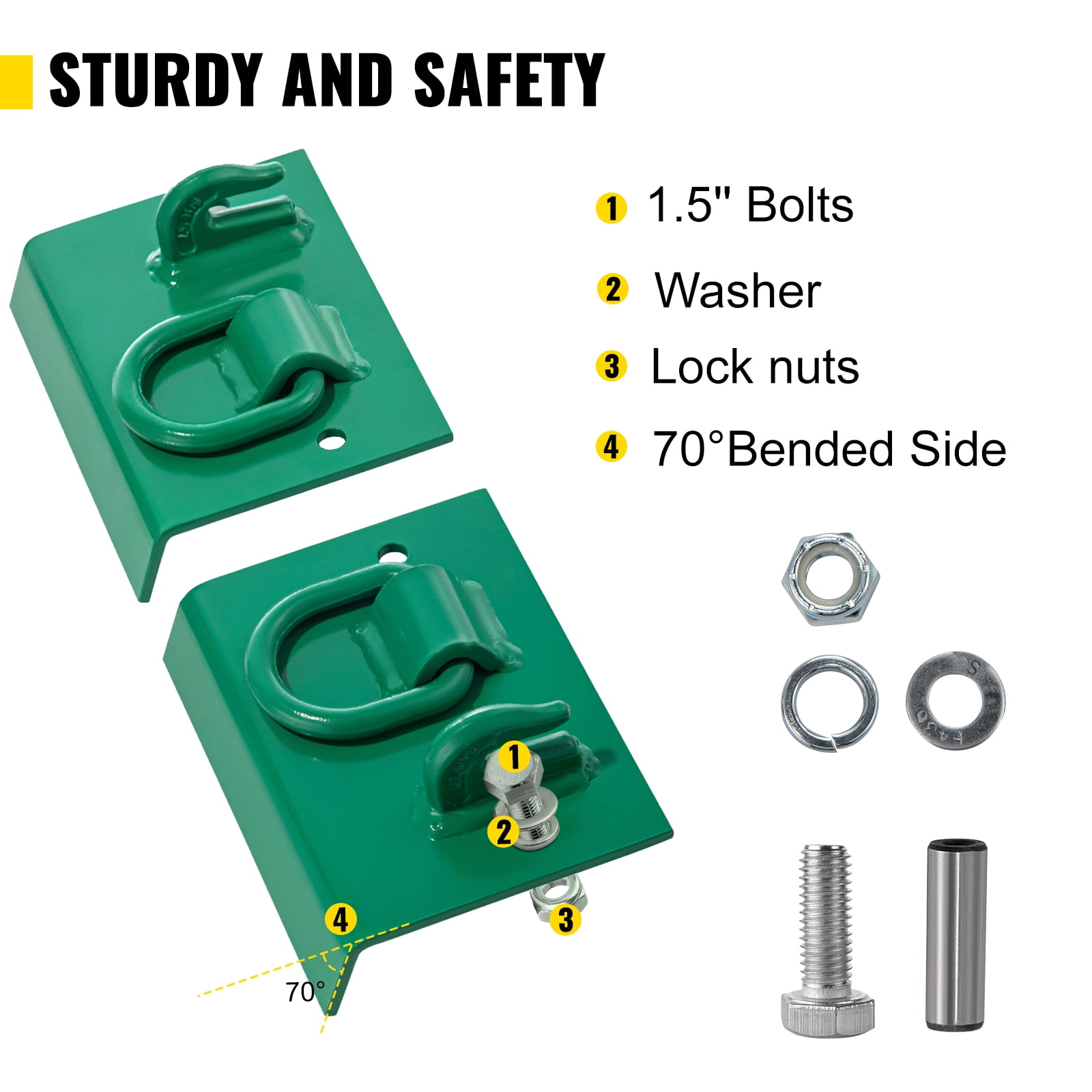 RV UTV VEVOR Tractor Bolt on Hooks Truck Hardware Included 4700LBS G70 Forged Bolt on Hooks for Tractor Bucket with 1/2 Shackles 1/4 Bolt on Grab Hooks Work Well for Tractor Bucket