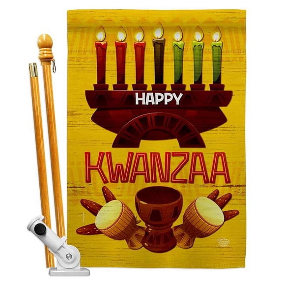 Ornament Collection HS190021-BO 28 x 40 in. Kwanzaa Party House Flag Set Black History Double-Sided Decorative Vertical Flags & Decoration Banner Garden Yard Gift