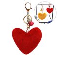 thumbnail image 2 of Women Heart Shaped Keychain Creative Fashion Pom Pom Key Ring Fluffy Car Charm, 2 of 10