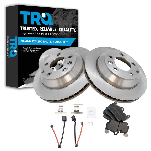 TRQ Rear Brake Pad & Rotor Kit Brake Pads Brake Rotor Semi-Metallic Fits Select 2007-2015 Audi Q7 2003-2010 Porsche Cayenne 2004-2010 Volkswagen Touareg