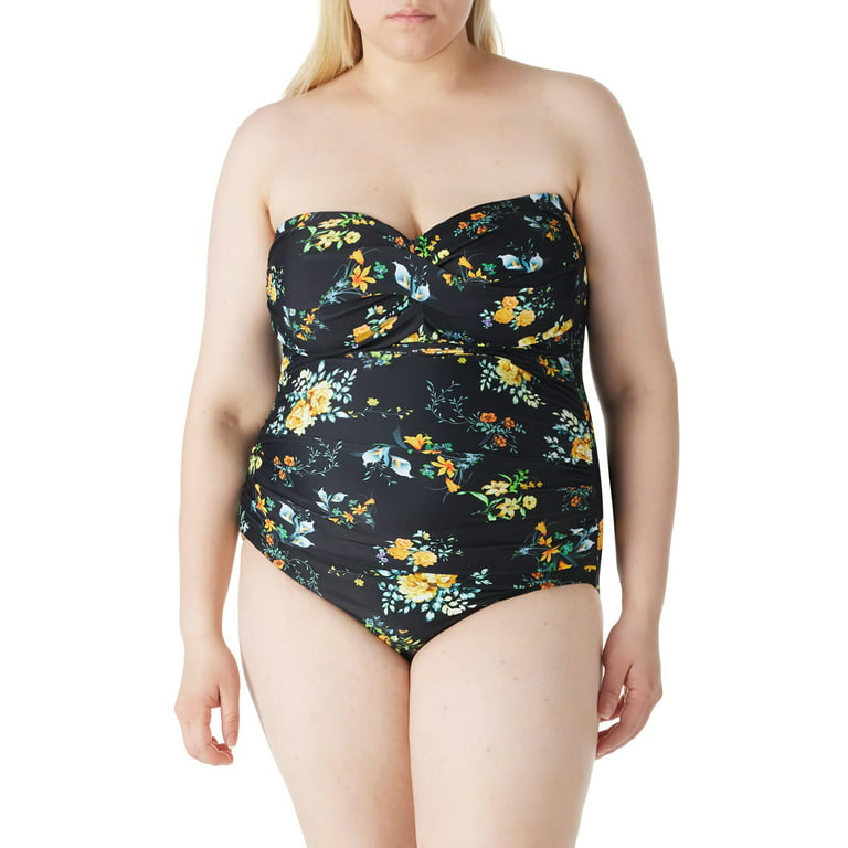 RELLECIGA Women's Multi-Floral Tummy Control Swimwear Strapless One Piece  Swimsuit for Women Size X-Large