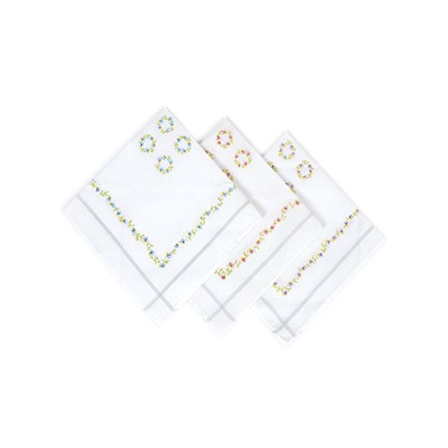 Swiss Cheerful Bridal Floral Handkerchief | Cotton Wedding Hankies | Embroidered Womens Hanky | Soft Luxury Ladies Hankies