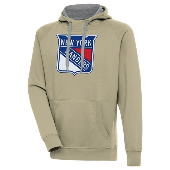 Men's Antigua Khaki New York Rangers Victory Pullover Hoodie