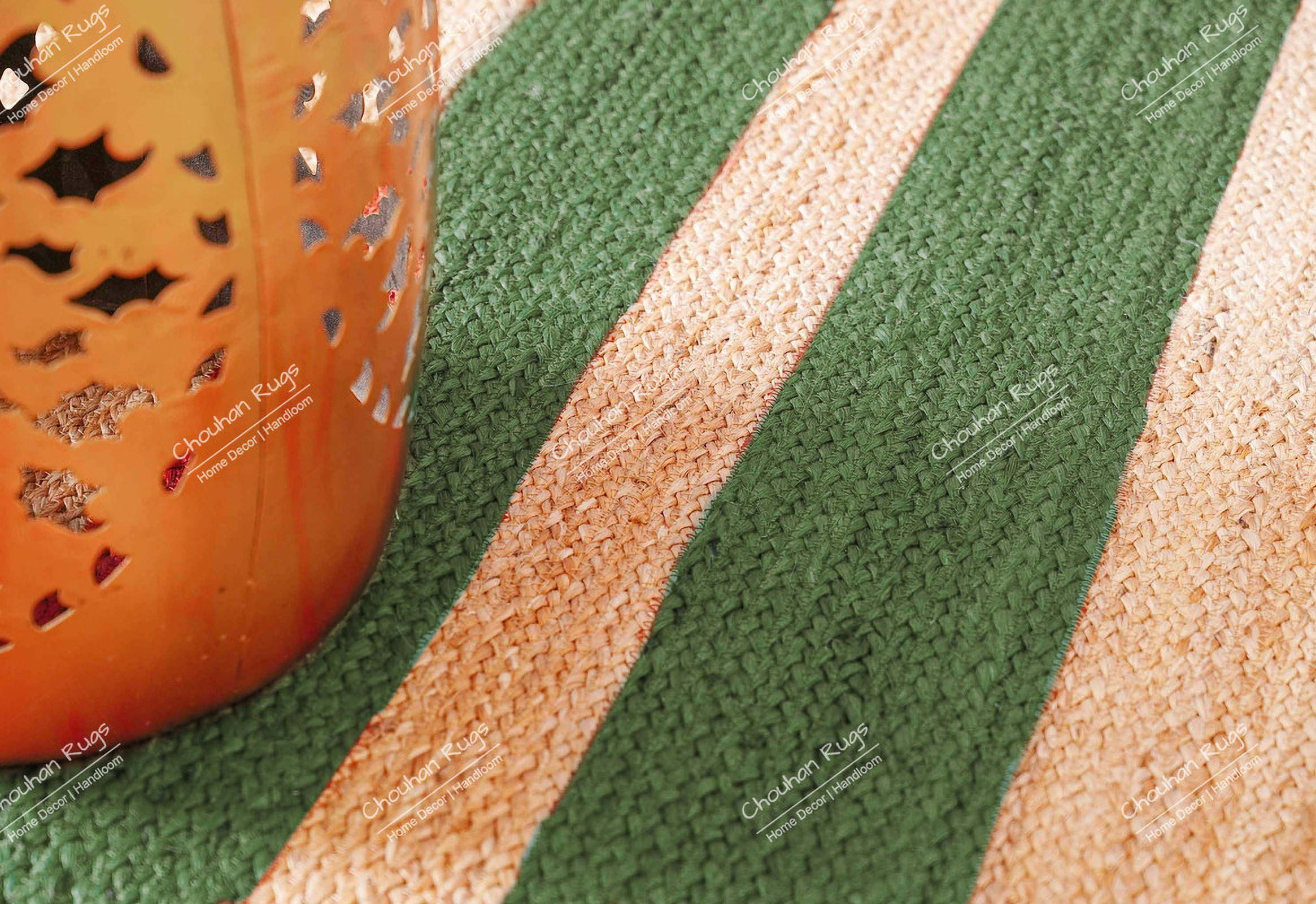 Chouhan Rugs Natural Jute Green Lined Rug Bohemian Rug Decor Rug Handwoven Rug Custom Rug Decorative Rug