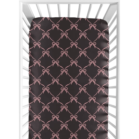 Sweet Jojo Designs Ballerina and Ballet Bows Black Girl Fitted Crib Sheet