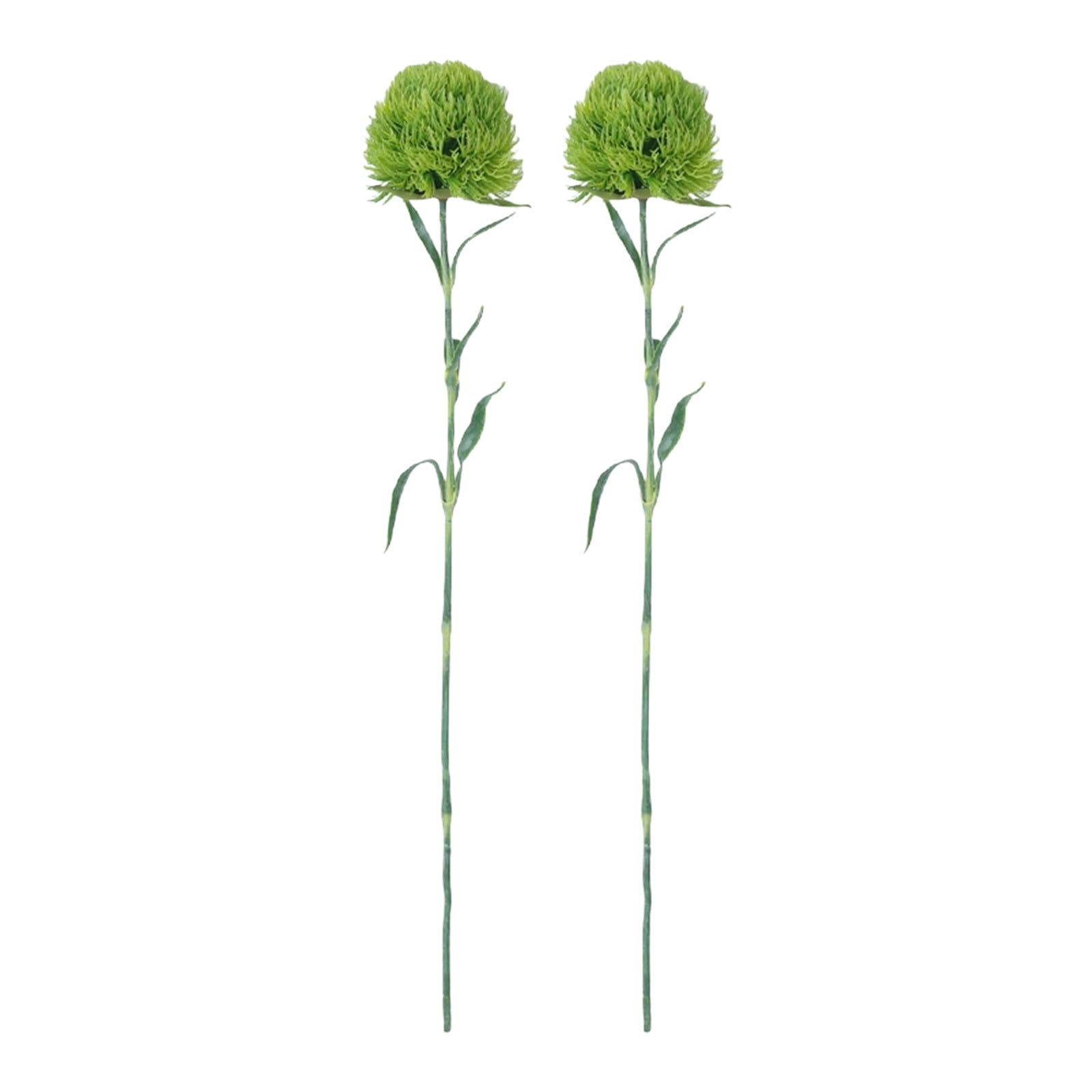 2PCS Artificial Green Dianthus Plants Set Realistic Fake Floral Arrangements for Home Hotel Landscaping Indoor Outdoor Decor Faux Greenery Hair Ball Clusters