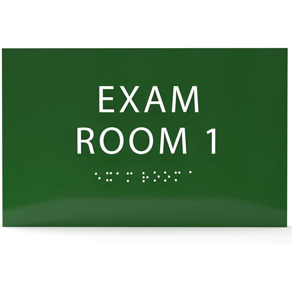6" X4" Exam Room 1 Sign- Tactile Graphics Grade 2 Braille Text | Modern Utility Wall Mount ADA Compliant Plastic Signs For Schools, Offices, Businesses, Apartments & Restaurants