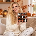thumbnail image 5 of Halloween Tic Tac Toe Board Game Decor, 1 Wooden Grid Board with 5 Ghost and 5 Pumpkin Pieces, Spooky Seasonal Tabletop Ornament, Fall Home Party Accent, 5 of 8