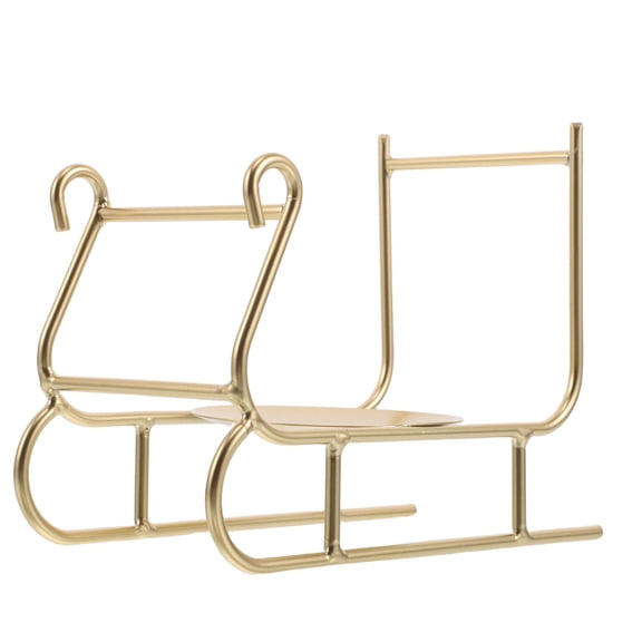 LOLIPPYY Golden Metal Sleigh Candle Holder Decorative Pillar Candle Stand for Dining Table