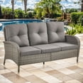 thumbnail image 2 of PARKWELL 3-Seat Patio Wicker Couch Outdoor Rattan Sofa Furniture with Thick Gray Cushions for Porch Balcony Backyard,Gray Wicker, 2 of 9