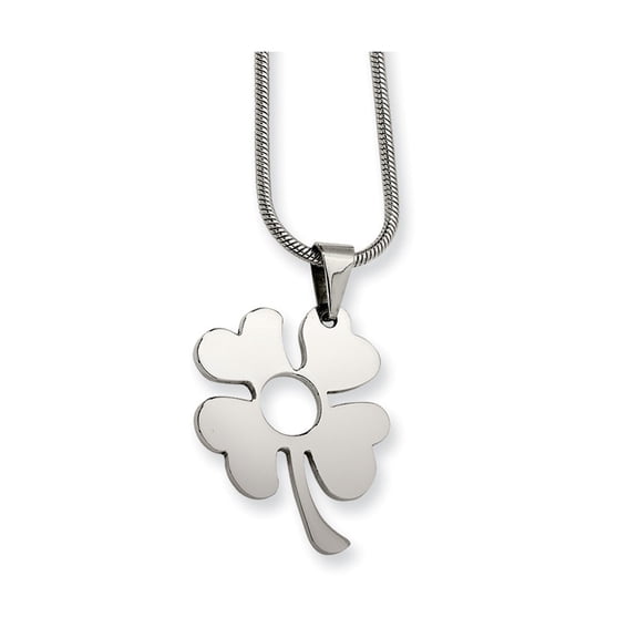 Stainless Steel Four Leaf Clover Pendant Necklace - 18 Inch