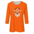 thumbnail image 4 of Oalirro Orange Fashion Tops for Women Round Neck Three-Quarter Sleeve Top XXXL, 4 of 5