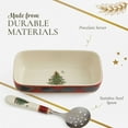 thumbnail image 4 of Spode Christmas Tree Tartan Cranberry Sauce Serving Dish with Slotted Spoon (8"x 4.25") - Rectangular Holiday Server with Plaid Border - Dishwasher, Microwave, Freezer Safe Serveware for Entertaining, 4 of 7