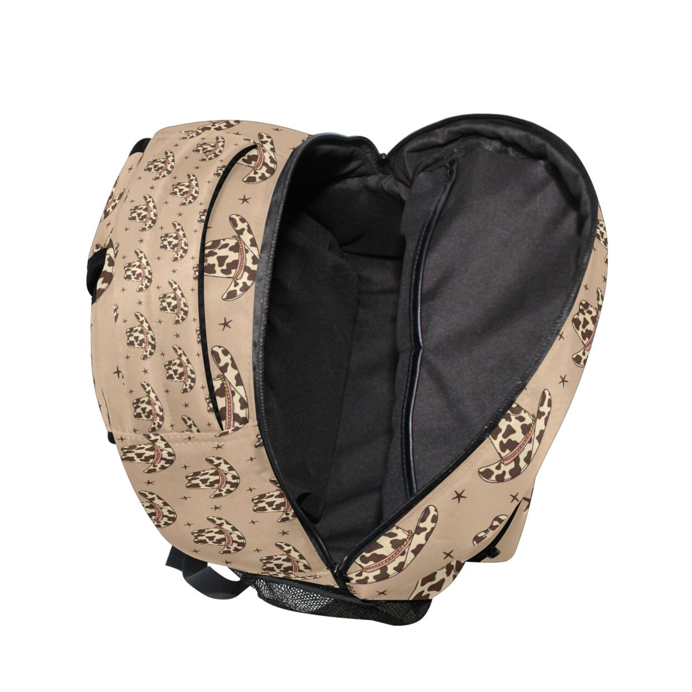 BZSMCE Backpack Schoolbag 15L/18L 2-SIZE Retro Cowboy Hats with Cow Print Wild West Pattern Pattern For the Backbags