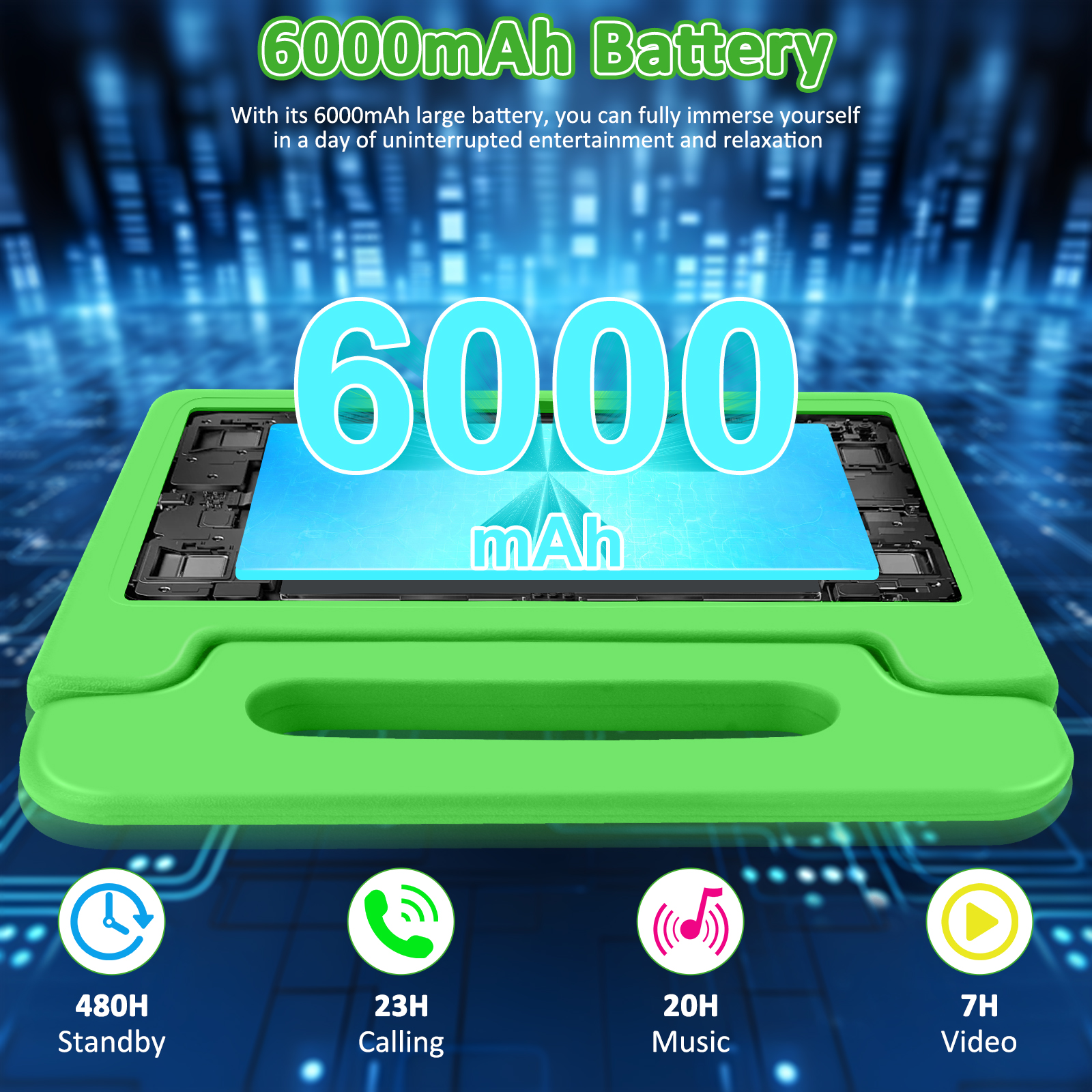 Kids Tablet, 10.1 inch Tablet for Kids IPS HD Screen RAM 8GB 64GB Storage, J10 Pro Toddler Tablet with Protective case - Green