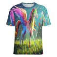 thumbnail image 5 of Rainbow Horse with Wings T Shirts Basic T-Shirt Short Sleeve Ladies Tee Shirt Summer Graphic Clothing, 5 of 6