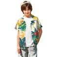 thumbnail image 3 of Abcomgle Boys Hawaiian Shirt 5/6 Tropical Palm Tree Print Boys Beach Shirt Button Down Short Sleeve Vacation Hawaiian Clothes for Boys,Green,10-11Years, 3 of 5