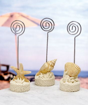 Besthc Pack of 50 Beach Themed Wedding Place Card Seashell Table Numbers Name Place Card