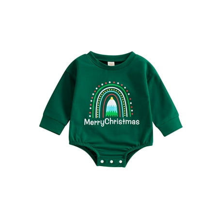 

Baby Girls Autumn Long Sleeve O Neck Letter Rainbow Print Romper