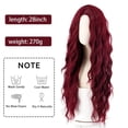 thumbnail image 4 of 28Inch Long Wavy Wine Red Synthetic Wig for Women Middle Part Women's Heat-Resistant Natural Hair Cosplay Party Lolita Wig Hair Extension Wig Clearance, 4 of 6