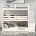 thumbnail image 3 of Twin Triple Bunk Bed with Storage Staircase - White, Twin Size, Pine Wood. Separate Design for Versatile Use. Perfect for Bedroom Space Saving., 3 of 13