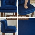 thumbnail image 4 of Velvet Vanity Chair with Back, Tufted Upholstered Vanity Stool with Solid Wood Legs, Mid Century Small Makeup Chair for Vanity, Accent Chair for Bedroom, Living Room, Navy, 4 of 6
