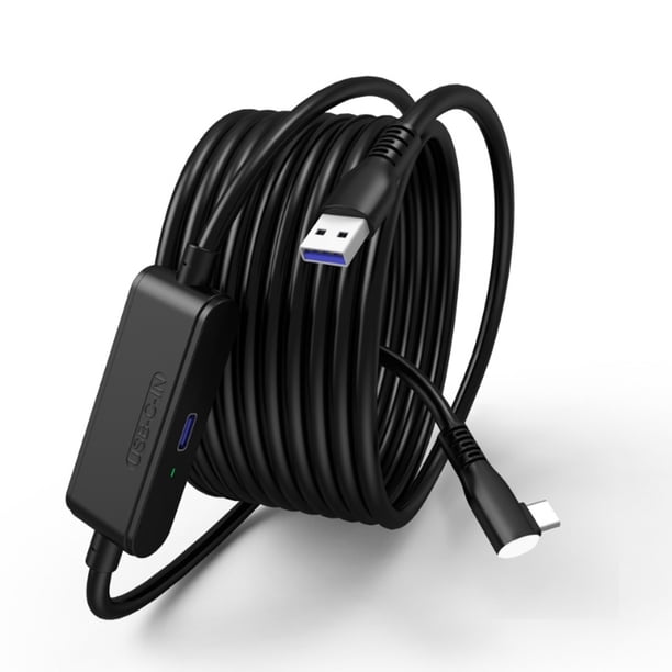 Compatible con Meta Quest 3S/3/2/PICO Neo 3/4, cable de conexión VR USB-C de 5 Gbps, cable de carga rápida y transferencia de datos de 9 V y 2 A