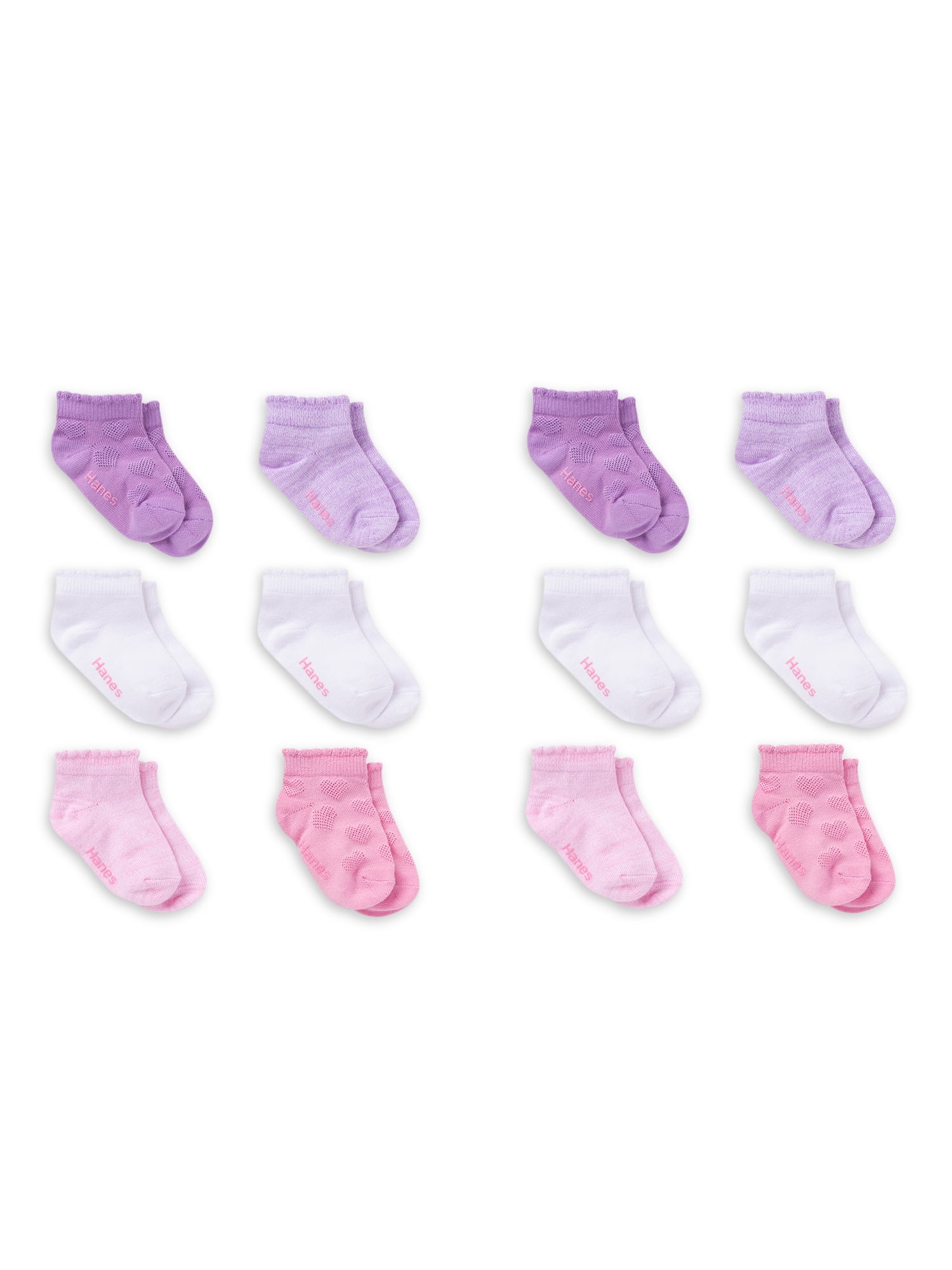 Hanes Toddler Girl Low Cut Socks, 12 Pack, Sizes 6M-5T