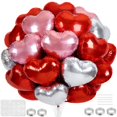 thumbnail image 1 of Globos PNIOTAIN de 18" en forma de corazón, foil, 30 piezas, rojo, rosa y plateado, 1 of 9
