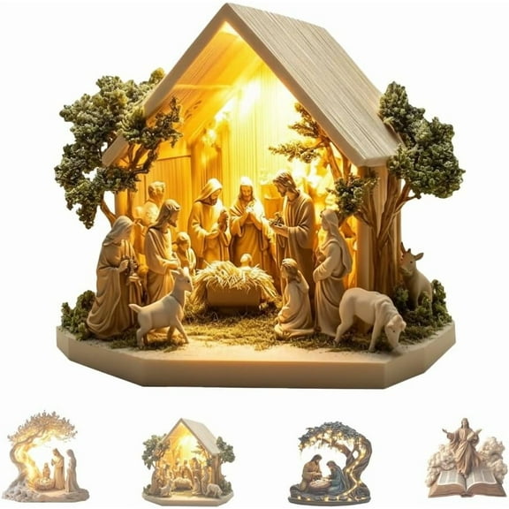 Newborn Flat Christmas Scene Desktop Decorations, Elegant 2D Acrylic Nativity Scene, Unique Religious, Aesthetic Tabletop Decor for Home, Church, Holiday(Not 3D, 1Pc)