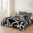 thumbnail image 2 of Quilts King Size Bedding Set, Abstract Boho Lightweight Quilted Comforter, Middle Century Rustic Black White Texture Soft Reversible Bedspread Coverlet with Pillow Covers for All Season, 96" x 106", 2 of 9