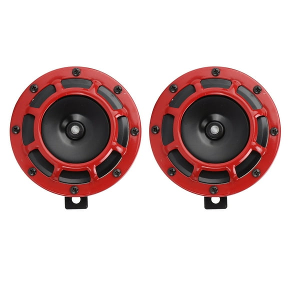QIILU Electric Horn,Horn,12V Pair Horn Red Compact Super Tone Loud Blast 139‑170DB Universal For Motorcycle Car