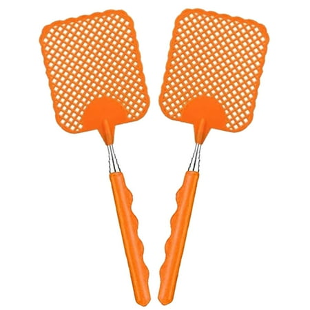 Elbourn Telescopic Plastic Fly Swatter Heavy Duty Set  Retractable Flyswatter Fly Killer with Stainless Steel Long Handle - 2 Pack