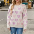 thumbnail image 2 of Daznico Chandail pour Femmes, Col Rond, Cœur Perlé, Chandail Pêche Tricoté pour Femmes - Beige - P, 2 of 9