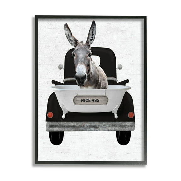 Stupell Industries Nice A** Donkey Phrase Animals & Insects Painting Black Framed Art Print Wall Art, 11 x 14