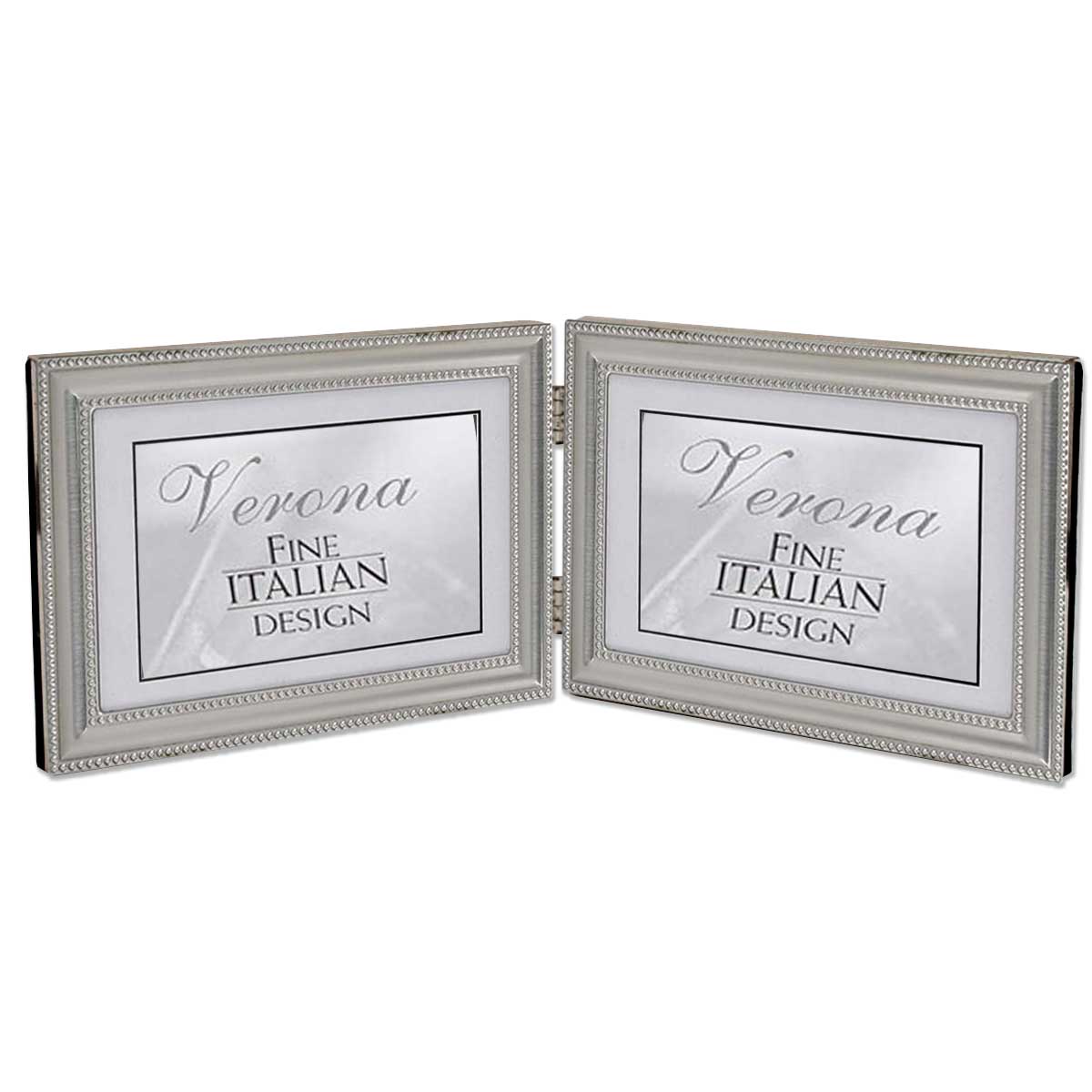 4x6 Hinged Double (Horizontal) Metal Picture Frame Pewter Finish with