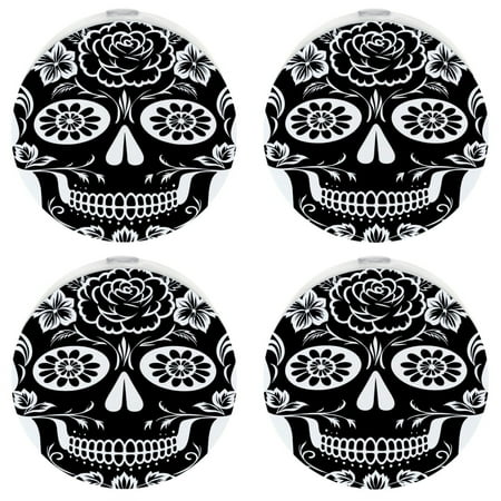 

Night Light Night Lights Plug into Wall Dusk to Dawn Sensor White Led Night Light 4 Pack Nightlight for Bedroom Bathroom Hallway Kitchen Black Sugar Skull Flower