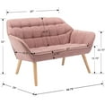 thumbnail image 3 of 48" Small Loveseat Sofa, Mid Century Modern Linen Love Seat with Wood Legs 2-Seat Sofa Couch Tufted Wingback Upholstered Sofa Chair for Living Room Bedroom Apartment, Pink, 3 of 9