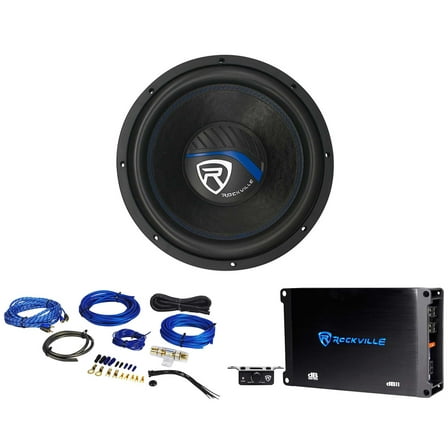 Rockville K5 W12K5S2 12" 1400w 2 Ohm Car Audio Subwoofer Mono Amplifier Amp Kit