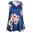 thumbnail image 6 of Plus Size Tank Tops for Women Floral Print Sleeveless BaBydoll Vest Shirts Loose Fit V Neck Pleated Blouse Tee, 6 of 8